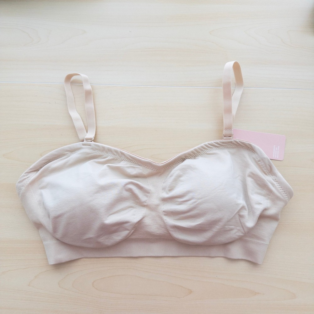 Feelingirl Womens Strapless Seamless Bra Large Beige Wireless Straps Comfort
